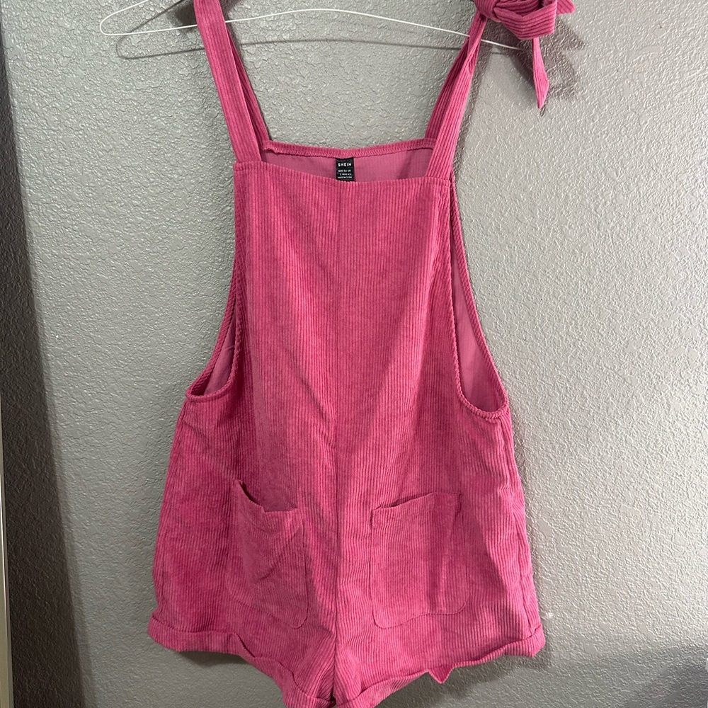 SHEIN Pink Corduroy Romper